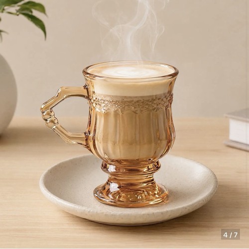 Amber glass tea cups 140ml - amber,