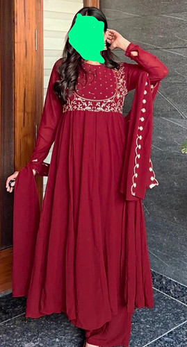 Women red embroidered - red,