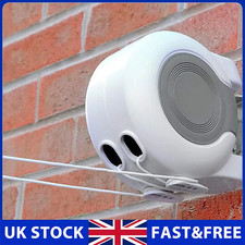 30m Retractable Clothes Reel Double Washing Line Wall Mounted Outdoor UK NEW