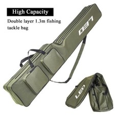 51'' Large 2-Layer Carp Sea Fishing Rod Shoulder Bag Pouch Holdall Multi Pockets