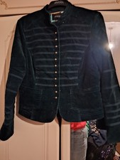 Principles Green Velvet Victorian Military Jacket Size 16