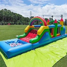 25FT Commercial Grade PVC Obstacle Course Bounce House Castle w/ Slide for Kids