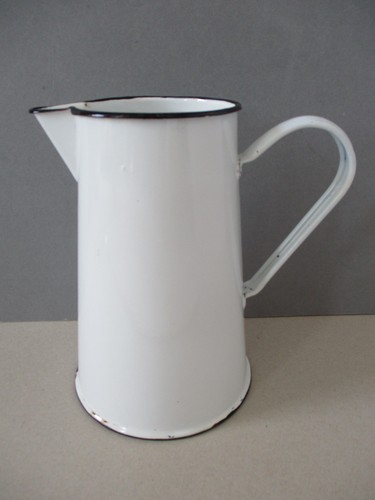 Vintage white enamel jug - vintage,