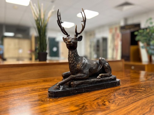Vintage bronze stag upon - bronze, a