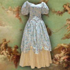 Vintage 1980s Yellow Floral Evening Ballgown Bridesmaid Dress Size 8