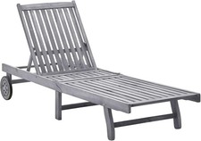 Adjustable Wooden Sun Lounger Solid Acacia Waterproof Garden Patio Chair