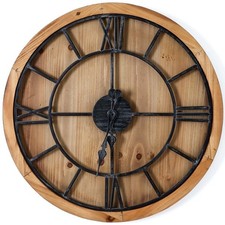 Large Wooden WALL CLOCK Metal