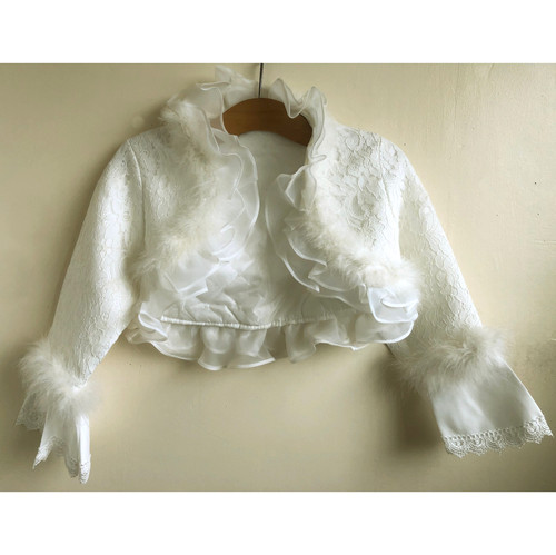 Cropped ivory lace fur - ivory, trimmed