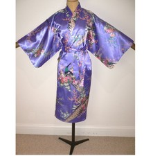 VINTAGE, PURPLE SILKY,  JAPANESE MADE, KIMONO STYLE, DRESSING GOWN ROBE Peacocks