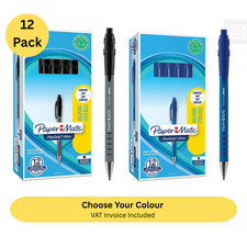 Paper Mate FlexGrip Ultra Ballpoint Pens 1.0mm Medium Tip Black/Blue - Box of 12