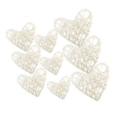 9pcs Natural Heart Shaped Decorative Rattan Wicker Wood