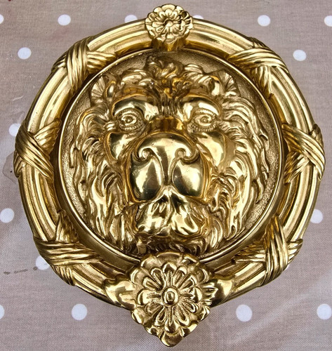Gold polished metal - lion, head