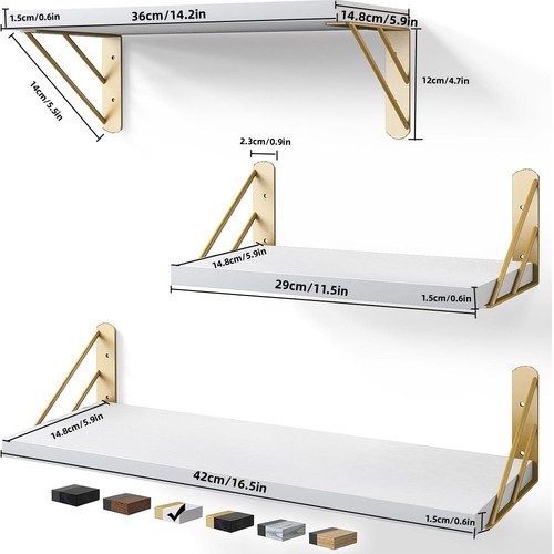Wooden floating shelves - 3x,