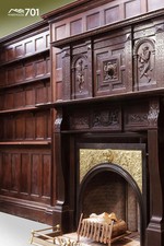 Stunning Authentic Period Carved Fireplace and Panelled Wall