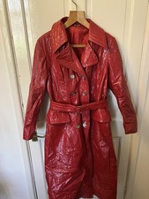 Vintage Red PVC Leather Coat