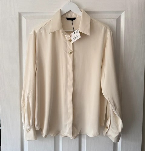 Zara satin blouse cream off - zara,