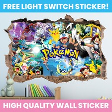 POKEMON HOLE IN WALL STICKER DECAL POKEMON DECOR KIDS BEDROOM DECORATION