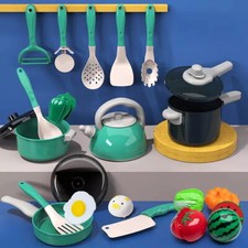 28Pcs Kids Play Kitchen Toy Childrens Cooking Utensils Pots Pans Accessories Set