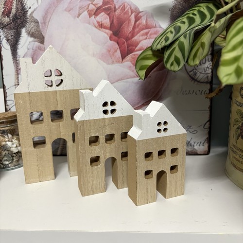 Set wooden houses with - wooden,