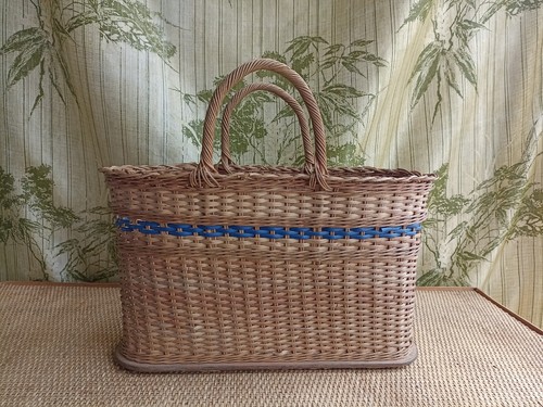 Vintage woven blue shopping - ,