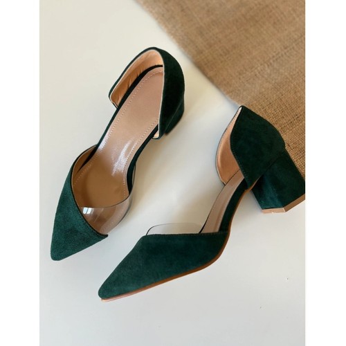 Emerald green block heel - emerald,