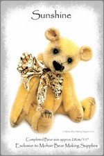 OOAK Mohair Teddy Bear Sewing Pattern 'Sunshine' 11" Jointed Teddy Bear Mohair