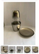 Zara home guest bedroom water set of decanter , tumbler and plate . Bronzed 