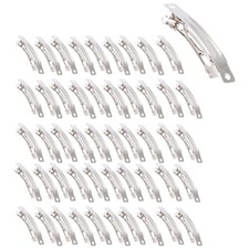 50 Pcs 50mm Metal French Barrettes Hair Clips Bows - Silver V4T66419