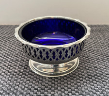 Silver Plated Bowl with Cobalt