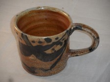 Pearl Taylor Studio Pottery Salt? Glazed Stoneware Abstract Painted Mug 8.5cms