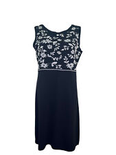 PERUZZI Shift Dress Size Small 10 Black Floral Tank Top Vintage Womens EU38