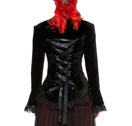 Gothic corset black velvet - corset,