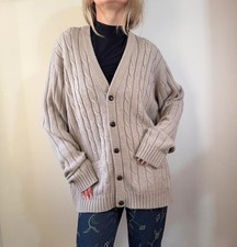 Winter James Pringle Oversized Beige Cable Knit Cardigan XL Slouchy Grandad