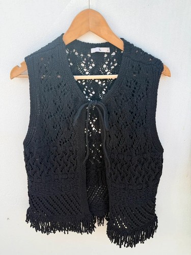 Black crochet knit tie - tu,