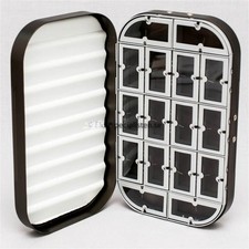Top Quality Aluminum Black Satin 16 Compartment Fly Box with Ripple Foam