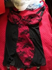Kiss Me Deadly corselette girdle corset basque small black red burlesque vintage