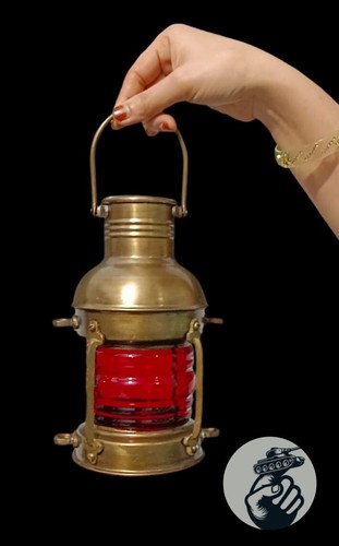 Brass copper anchor oil lamp - brass,