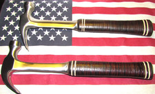 Vintage 60s Era Estwing Curve & Straight Claw Leather Handle 16 oz. Hammer Set!