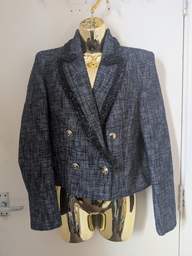 Zara navy tweed - cropped, blazer