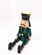Nutcracker Christmas Shelf Sitter 15cm Green Wooden Toy Dangling Legs Bookshelf