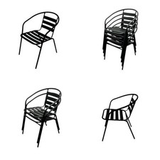 Black Steel Garden Chairs, Patio Chairs, Bistro Chairs, Metal Cafe Chairs