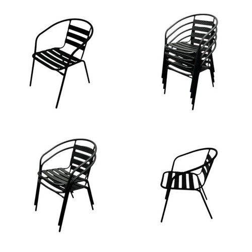 Black steel garden chairs - black,