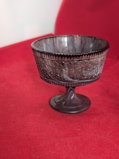 Floral Purple Slag Glass Pedestal Bowl Henry Greener c1880