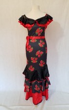 FLAMENCO DANCER SPANISH SENORITA RUMBA LATINO DRESS LADIES FANCY DRESS 2 PCS SML