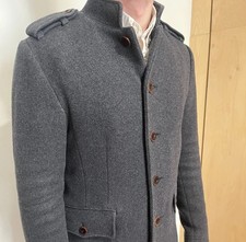Pretty Green ‘Hampton’ Mandarin Collar Military Wool Blend Coat : S But Fits XS
