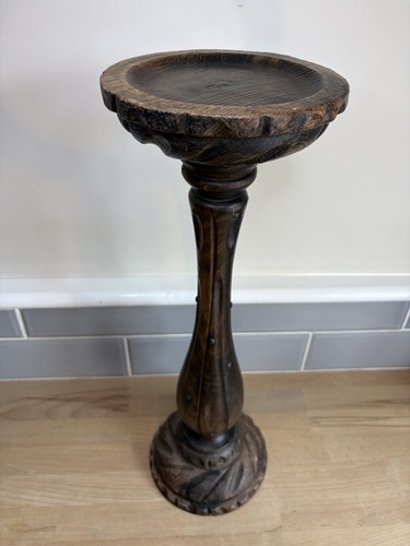Vintage carved wooden pedestal - wooden,