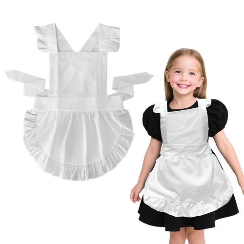 Eqlef white apron kids maid - white, kids,