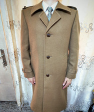 1970s vintage handtailored bespoke pure wool classic brown suit over coat 40R