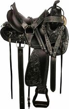 Endurance Western Pleasure Trail Hand Tooled Horse Tack Leather Saddle .