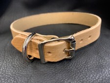 Dog Collar Natural Veg Tan Real Leather Hand Made Great Value 19mm 3/4 Size AD1